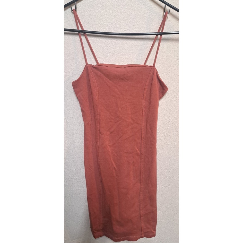 Mind Code Rust Bodycon Mini Dress Double Strap Sleeveless Fitted Small